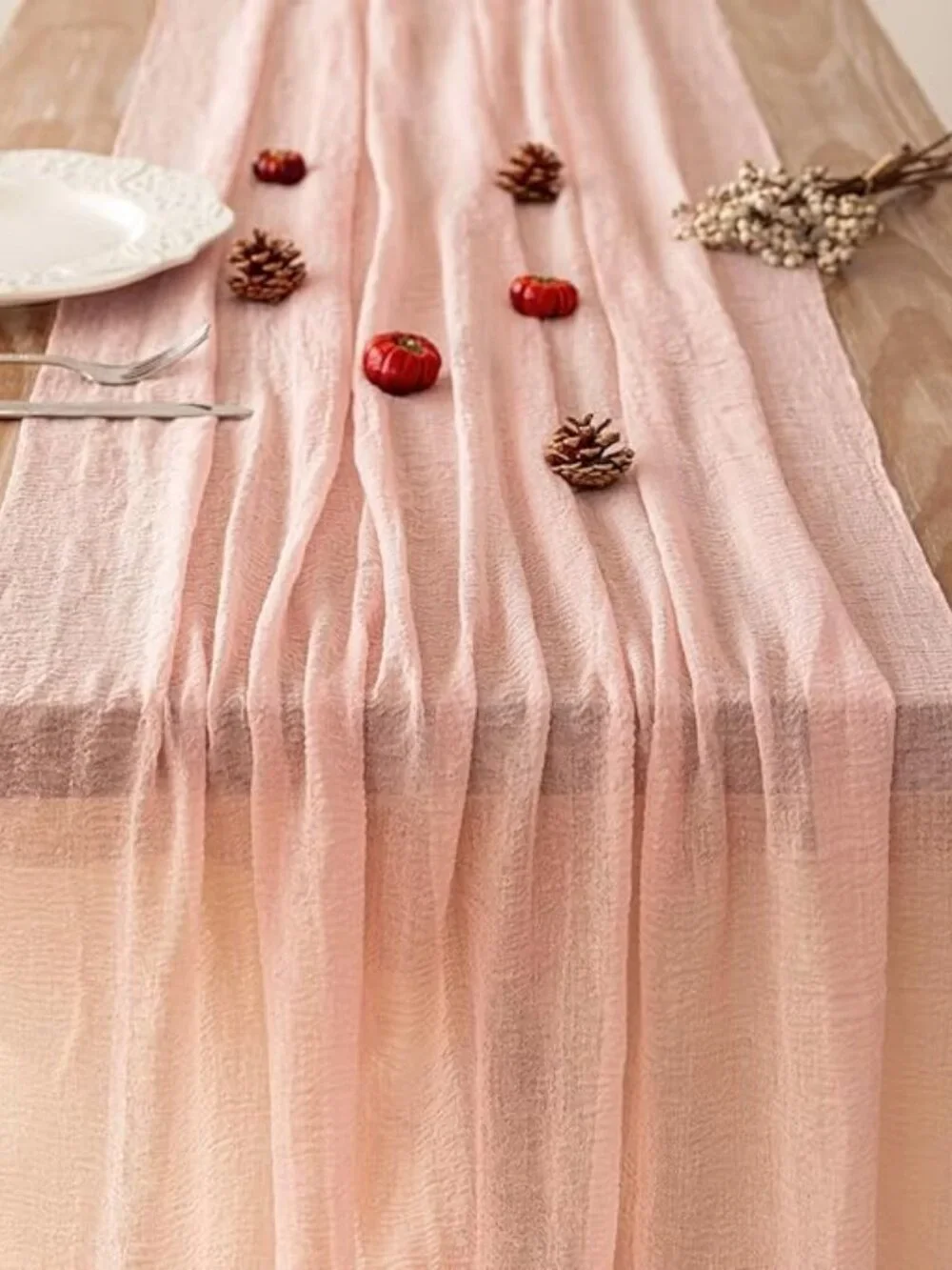 Pink Cheesecloth Table Runner Sp Boho Rustic Gauze 120 inch 10FT